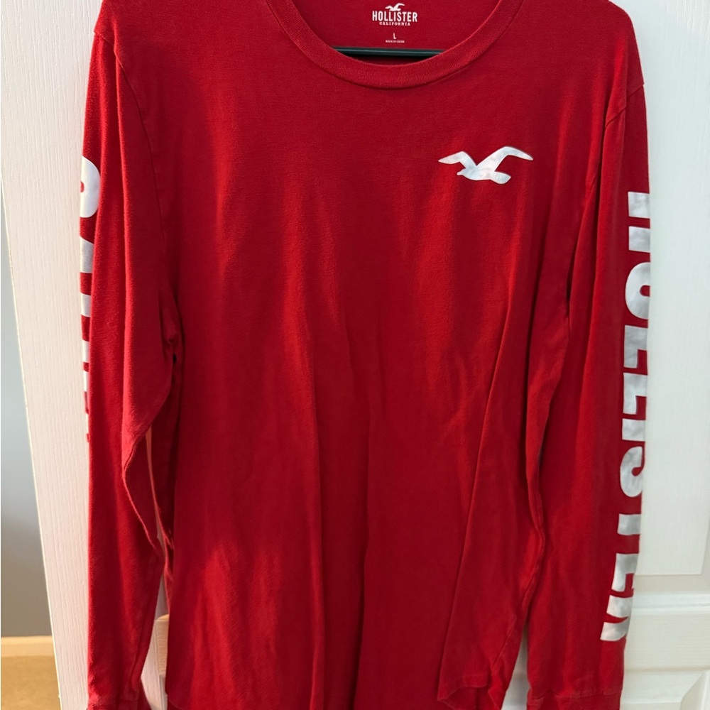 Hollister Red Long Sleeve Tee with Seagull Logo